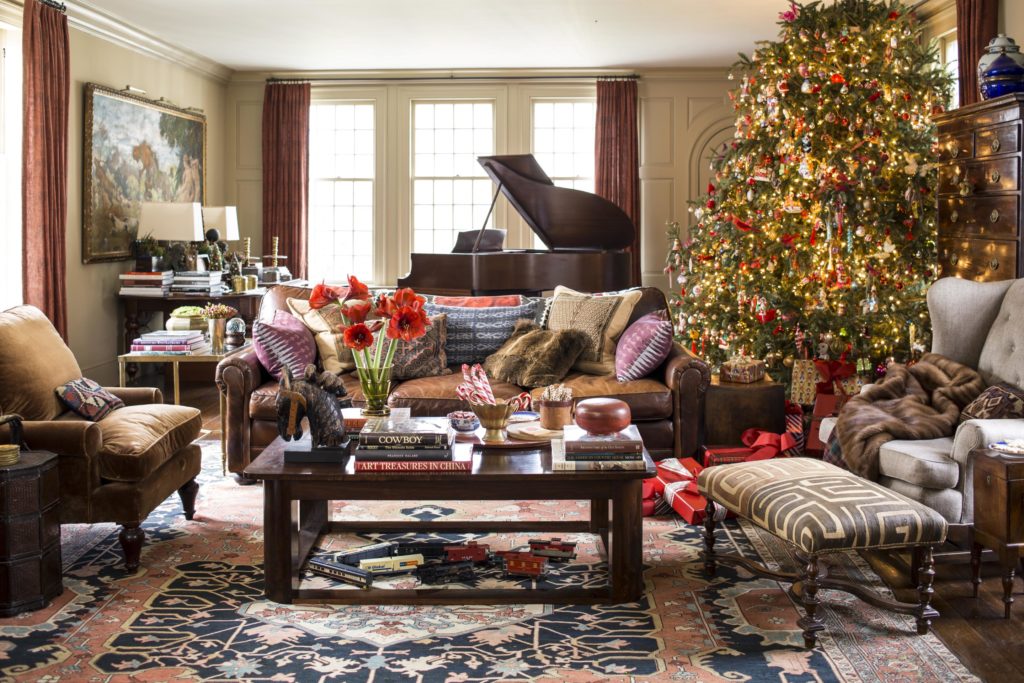 Traditional Home Decorated for Christmas